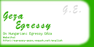geza egressy business card