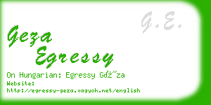 geza egressy business card